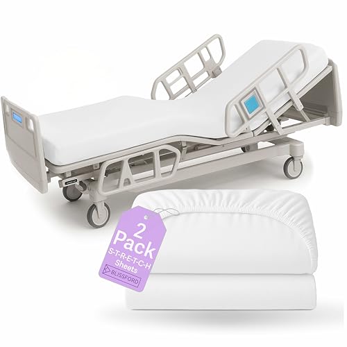 Spannbettlaken für Krankenhaus, Baumwolle, weich, gestrickt, Jersey, 91,4 x 213,4 x 30,5 cm, 2 Stück Spannbettlaken für Krankenhaus, Baumwolle, weich, gestrickt, Jersey, 91,4 x 213,4 x 30,5 cm, 2 Stück von BLISSFORD