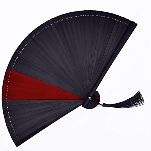 SHOUKAII Kleiner chinesischer/japanischer handgefertigter gefalteter Handfächer im Vintage-Retro-Stil, schwarzer und roter Faltfächer for Wanddekoration von SHOUKAII