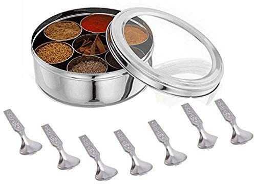 Masala-Box, Edelstahl, Gewürz-Aufbewahrungsbox, indische , Gewürz-Box Set von SHOURYA TRADING