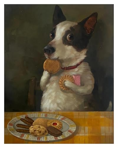 Moderne Kunst Poster Set Vintage Lustiges Welpen-Essen-Donut-Kunst-Poster, Kein Rahmen, Druck, Süßes, Amüsantes Kätzchen, Das Snacks Isst, Leinwandbild, Heimdekoration(Z,50x70cm) von SHOUXI