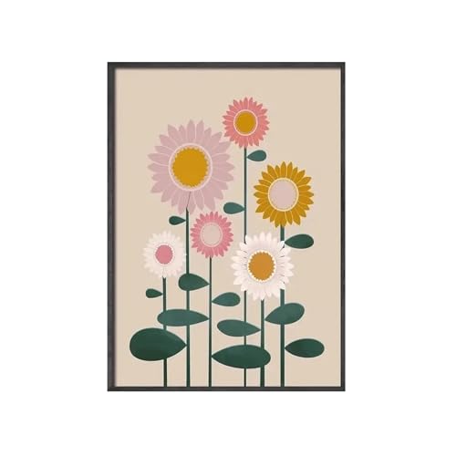 SHOUXI Moderne Kunst Poster Set Boho Sonne Blume Landschaft Poster Wand Kunst Nordic Poster Und Drucke Froal Wand Leinwand Malerei Bilder Für Wohnzimmer Dekor(F,30x40cm) von SHOUXI