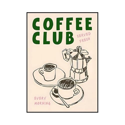 SHOUXI Moderne Kunst Poster Set Kaffee-Club-Poster Im Böhmischen Stil, Kaffee-Croissants, Druck, Lebensmittel, Leinwandmalerei, Wandkunst, Bild Für Zuhause Und Küche(F,40x60cm) von SHOUXI