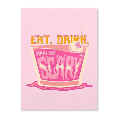 SHOUXI Moderne Kunst Poster Set Rosa Orange Bunte Leinwand Malerei Kein Rahmen Erdbeere Zitrone Poster Moderne Avantgarde Mädchen Schlafzimmer Dekorative Wandkunst(B,20x30cm) von SHOUXI
