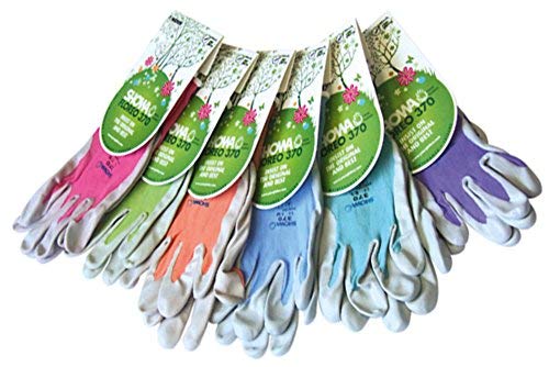 Gartenhandschuhe, Showa Floreo 370, 4 Paar, mit robuster Nitril-Beschichtung, Small, 1 von SHOWA