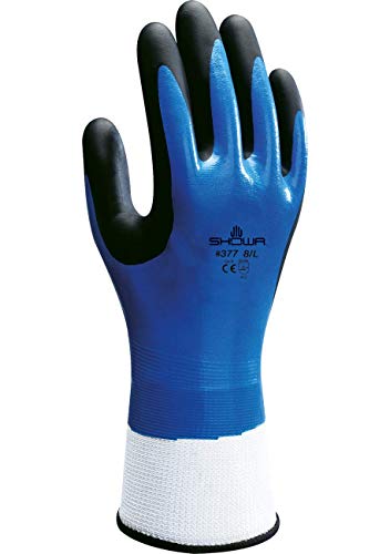 SHOWA 377, Nitrilschaum, Nitril – Beschichtung, Mehrzweck, Blau mit schwarzer Handfläche, 7/M von Perel