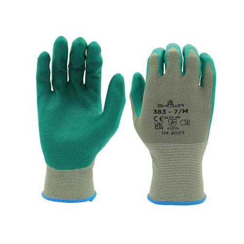 SHOWA 383 EBT Nitril-Arbeitshandschuhe, biologisch abbaubar, mit Polyfutter, Größe M, 12 Paar von SHOWA