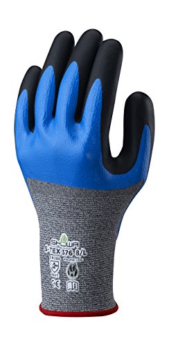 SHOWA S-TEX 376 Nitrilschaum, Nitril – Beschichtung, Schnittschutz, Graue / blaue Beschichtung und schwarze Handfläche, 7/M SHOWA S-TEX 376 Nitrilschaum, Nitril – Beschichtung, Schnittschutz, Graue / blaue Beschichtung und schwarze Handfläche, 7/M von SHOWA
