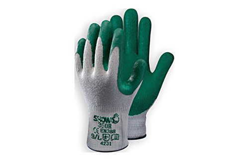 Showa Handschuhe sho350-m Nr. 350R Nitril Grip Handschuh, Größe: M, grau/grün (2 Stück) von SHOWA