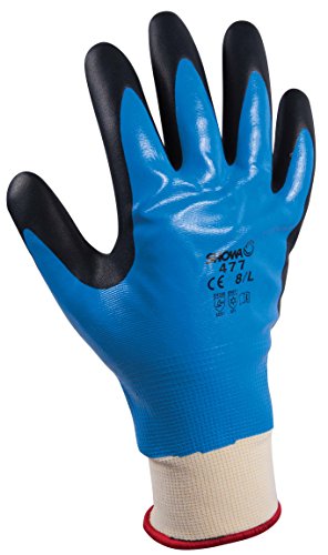 Showa Polyester Nylon Support Mesh Multipurpose Gloves, Interior Acrylic Fully Coated, Additional Nitrile Foam Palm Lined Curtain, Blue, XL/ 9, blue, 1 von SHOWA