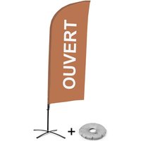 Beachflag - Komplett-Set - Geöffnet - Französisch - Braun - Kreuzständer - Alu - Showdown Displays von SHOWDOWN DISPLAYS