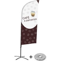 Beachflag - Komplett-Set - Kaffee To Go - Französisch - Kreuzständer - Alu - Showdown Displays von SHOWDOWN DISPLAYS