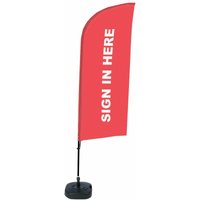 Showdown Displays - Showdown Beachflag - Komplett-Set - Sign In Here Rot Englisch - Rot/Schwarz von SHOWDOWN DISPLAYS