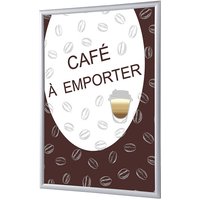 Showdown Klapprahmen - DIN A4 - Komplett-Set - Café To Go Französisch - Braun/Silber von SHOWDOWN DISPLAYS