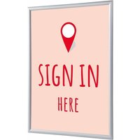 Showdown Klapprahmen - din A1 - Komplett-Set - Sign In Here Englisch - Rot/Silber von SHOWDOWN DISPLAYS