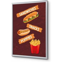 Showdown Klapprahmen - din A1 - Komplett-Set - Snack Deutsch - Braun/Silber von SHOWDOWN DISPLAYS