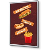 Showdown Klapprahmen - din A1 - Komplett-Set - Snack Spanisch - Braun/Silber von SHOWDOWN DISPLAYS