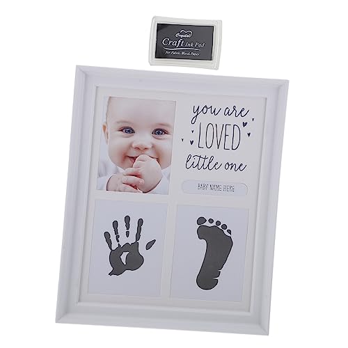 SHOWERORO 1 Satz Bilderrahmen für Hand- und Fußabdrücke Baby-Foto-Hülle Baby-Hand- und Fußabdruck-Kit Fotogeschenke Baby-Fußabdruck-Andenken Baby-Handabdruck-Bilderrahmen Stempelkissen Tinte von SHOWERORO