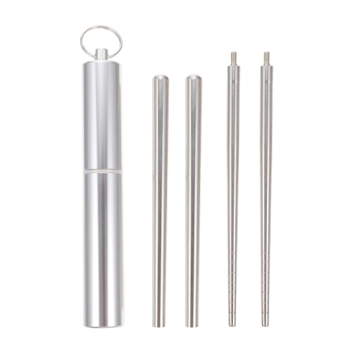 SHOWERORO 1 Set faltbare Essstäbchen Reiseutensilien mit Koffer Camping Essstäbchen Tragbares Utensilienetui Reise Camping Besteck Wiederverwendbar Metall Essstäbchen 304 Edelstahl Student Koreanisch von SHOWERORO