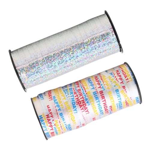 SHOWERORO 2 Rollen Yards Glänzende Geschenkband Ballonband Geschenkverpackung Band Dekoratives Band für Geburtstag Hochzeit Party Feier in Weiß und Silber von SHOWERORO