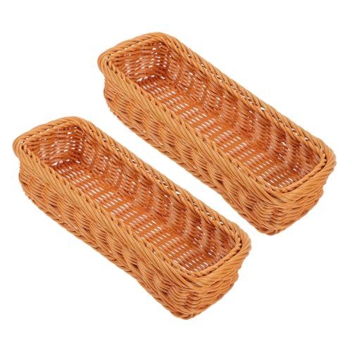 SHOWERORO 2 Stück Geflochtener Aufbewahrungskorb Langlebiger Multifunktionaler Küchen Organizer für Gewürzgläser und Besteck Praktische Tisch Aufbewahrungsbox Braun Robust und Dekorativ von SHOWERORO