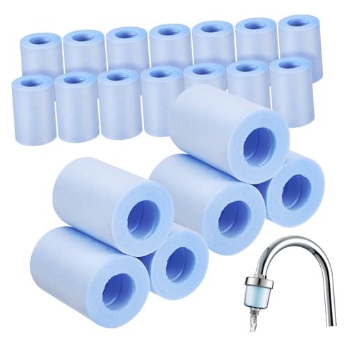 SHOWERORO 20 Stück Teiliges Duschwasserfilter mit Blauem Filterkern Kompakte Baumwollfaser Einsätze für Haushaltsduschen und Wasserhähne Langlebiger Sediment und Kalkschutz Einfache von SHOWERORO