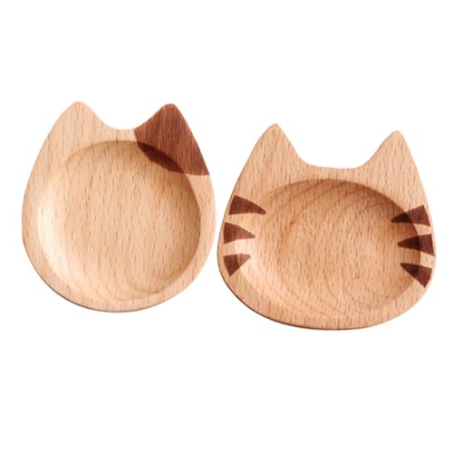 SHOWERORO 2er Satz Holz Dip-teller Mit Katzenmotiv Soßenschale Für Küche Essig Öl Gewürzdosen Für Zuhause Party Grillen von SHOWERORO