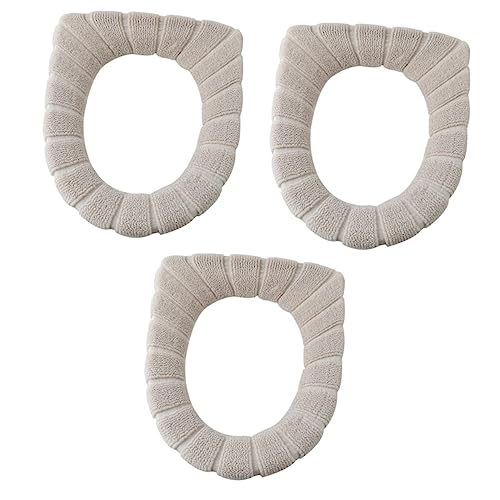 SHOWERORO 3St universelle Toilettensitzauflagen toilettensitz toilettendeckel toilettensitz Abdeckung klodeckel gepolsterter Toilettensitz waschbarer Toilettenbezug WC-Sitzbezug Beige von SHOWERORO