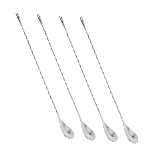 SHOWERORO 4 Stück Langer Barlöffel mit Spiralgriff Professioneller Cocktailrührer für Bartender Milchshake und Kaffeemixer Stilvoller Silberner Milchtee und Getränkemixer SHOWERORO 4 Stück Langer Barlöffel mit Spiralgriff Professioneller Cocktailrührer für Bartender Milchshake und Kaffeemixer Stilvoller Silberner Milchtee und Getränkemixer von SHOWERORO