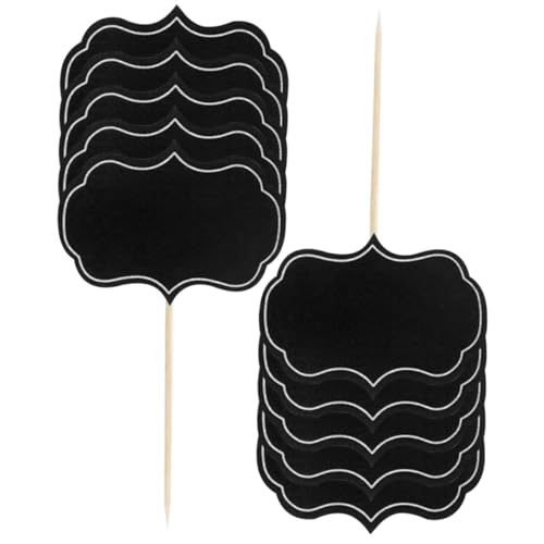 SHOWERORO 48 Stück Teiliges Party Käse Markierer Wiederbeschreibbare Schwarze Tafel Etiketten Buffet Food Label Picks Beschreibbar mit Kreide für Hochzeit Buffet Dessert und Käseverkostung von SHOWERORO
