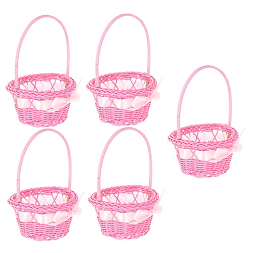SHOWERORO 5stücke Geflochtener Blumenkorb Für Blumenmädchen Rustikaler Kleiner Korb Mit Henkel Osterkorb Hochzeitskorb von SHOWERORO