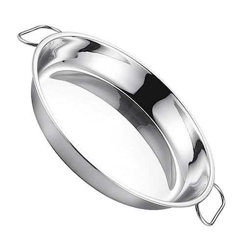 SHOWERORO Serviertablett Edelstahl Rund mit Griffen Obstteller Kuchenteller Dessertteller 30cm Rostfreier Stahl Leichtes Tablett für Pasta Obst Kuchen Snacks für Küche Café Restaurant Silber von SHOWERORO