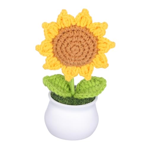 SHOWERORO Gestrickte Sonnenblume im Topf Handgefertigte Dekoration für Auto Büro und Zuhause Vielseitige Gehäkelte Pflanze für Eleganten und Kreative Anlässe SHOWERORO Gestrickte Sonnenblume im Topf Handgefertigte Dekoration für Auto Büro und Zuhause Vielseitige Gehäkelte Pflanze für Eleganten und Kreative Anlässe von SHOWERORO