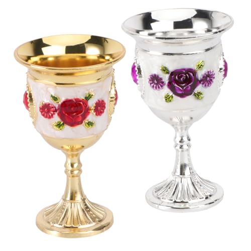 SHOWERORO 2 Stück Kreativer Weinkelch Aus Legierung Dekoration Für Zuhause Alkoholbehälter von SHOWERORO