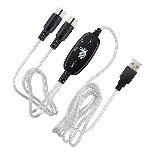 SHOWERORO Midi Kabel USB für Musikbearbeitung Hochleistungs Midi Adapter für Elektronische Instrumente Einfache Verbindung zu PC Stabiler Signalübertragungsprozess für Keyboard von SHOWERORO