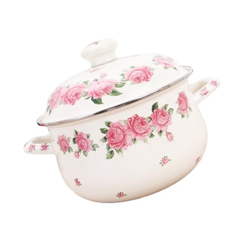SHOWERORO Retro Pans Rose Emaille-topf – Großes Schmortopf-set Zum Kochen von SHOWERORO