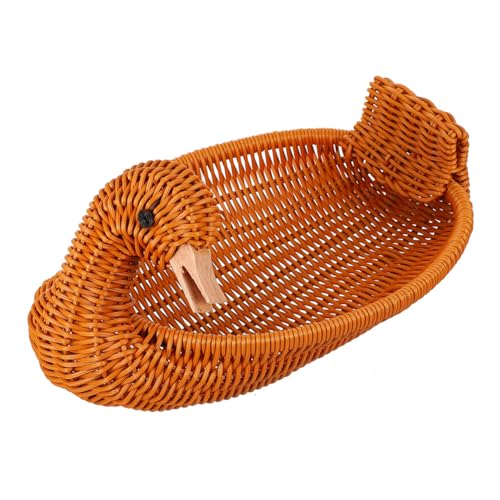 SHOWERORO Webenkorb Geformt Rattan Obstkorb Körbe Snack Obsthalter Weiden Gewebte Lebensmittel Servierkorb Wicker Ente Entenform Wickerkorb Entenbehälter Pp Wiederverwendbar von SHOWERORO