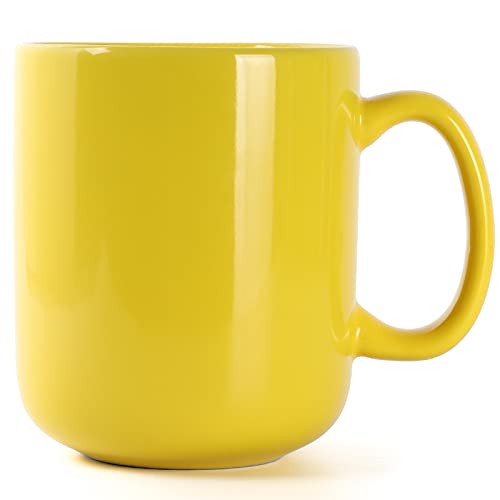 20 Unzen Große Tasse, 600ml Porzellan Extra Riesige Große Keramiktasse für Tee Kaffee Heiße Schokoladensuppe, Gelb von SHOWFULL