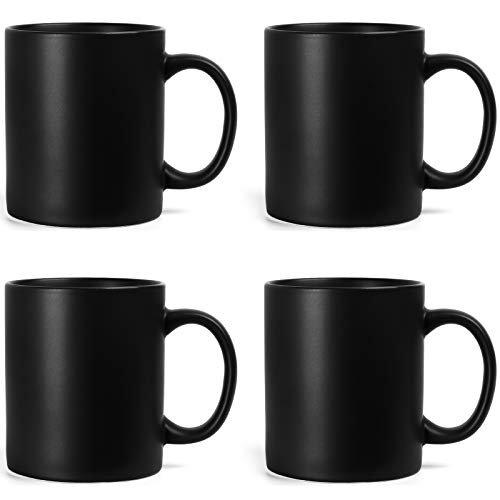 SHOWFULL 340ml Tasse 4er Set, Family Keramiktasse für Kaffee, Tee, Kakao und Glühgetränke, klassische Tassen, Mattschwarz von SHOWFULL