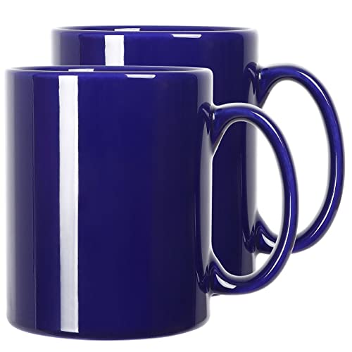 SHOWFULL 650ml Große Tasse im 2er-Set, Extra Kaffeetasse, glatte Keramik-Boss-Tasse, großes Fassungsvermögen und großer Griff, für Papa Männer, Blau von SHOWFULL