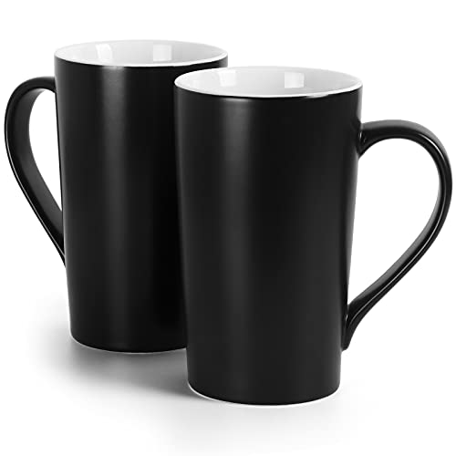 SHOWFULL Große Kaffeetassen, 600 ml, schlichte, hohe Porzellantassen mit Griff, Showful extra große Keramiktasse für Männer, Vater, 2er-Set, schwarz von SHOWFULL
