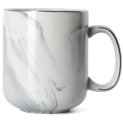 SHOWFULL 20 Unzen Marmor Kaffeetasse, glatte Keramik 600ML Teetasse für Büro und Zuhause, große Kapazität mit Griff, Grau von SHOWFULL