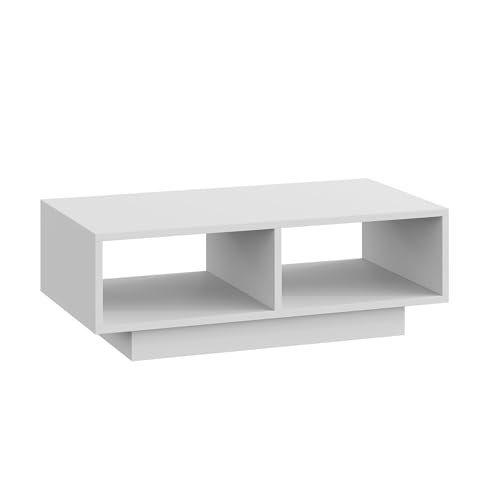 SHOWHA Couchtisch Eiche hell,Mitteltisch Teetisch für Wohnzimmer,moderner und Stilvoller Rechteckiger Kaffeetisch mit 2 Offenes Fach,Rechteckiger Beistelltisch Sofatisch,für Schlafzimmer Büro von SHOWHA