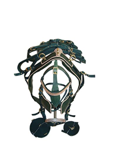 SHOWMEN CRAFT Stylisches dunkelgrünes synthetisches Nylon-Pferdegeschirr für Einzelpferde, in 4 Größen (vollständig) von SHOWMEN CRAFT