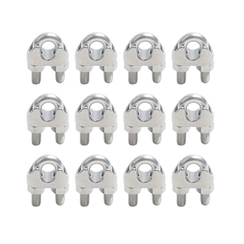12 StüCk M3 Drahtseilklemme,4mm Edelstahl 304 DIN741 Seilklemme,Stahlseil Seilverbinder,für Drahtseil Seilklemme Klemme 4mm Markise Fixiert WäScheleine,Drahtseilklemmen BüGelseilklemme (M3) von SHPUJUN