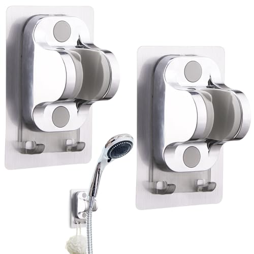 2er Set Universal Duschhalterung, Duschhalterung,duschkopfhalterung, kein Bohren erforderlich, verstellbare Neigung, superklebend, Duschbrause halterung mit Haken 2er Set Universal Duschhalterung, Duschhalterung,duschkopfhalterung, kein Bohren erforderlich, verstellbare Neigung, superklebend, Duschbrause halterung mit Haken von SHRADS