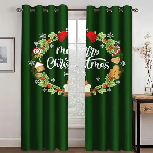 SHROUDEX Weihnachten Vorhänge, Xmas Baum Rot Weihnachten Fenstervorhang Rot kariert Vorhänge Mit Ösen für Schlafzimmer Wohnzimmer Kinderzimmer Fensterdekoration (1,220x215cm(2x110x215cm)) von SHROUDEX