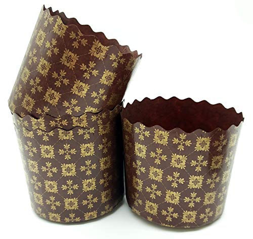 237 ml Osterbrot-Papierform Paska | 25 Stück | Kulich-Form Osterbrotformen – Panettone-Papierform – Standard-Antihaft-Panettone-Papier-Brotbackformen – braunes Design B 8,9 x H 8,5 cm von SHSH trade group