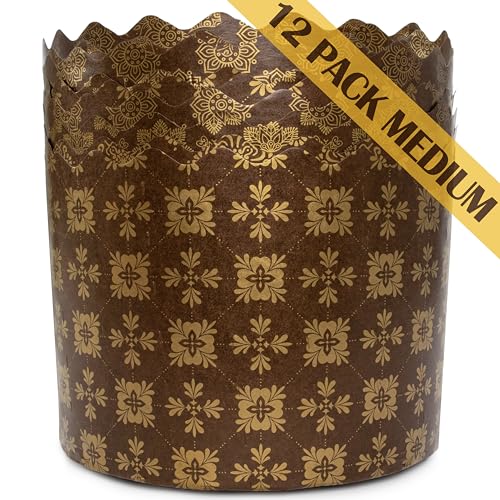 Osterbrotformen, Paska-Form, Kulich, Paskha, Pantone, Osterbrot, Papierform, Panettone-Papierform, Standard-Panettone-Antihaft-Papp-Brotbackformen, braunes Design, 340 ml, 12 Stück von SHSH trade group