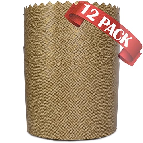 Panettone-Papierform, 340 ml, hellbraun, rund, antihaftbeschichtet, Osterbrotpapierform, Standard-Braun-Design, B 10 x H 8 cm, 12 Stück SHSH trade group von SHSH trade group