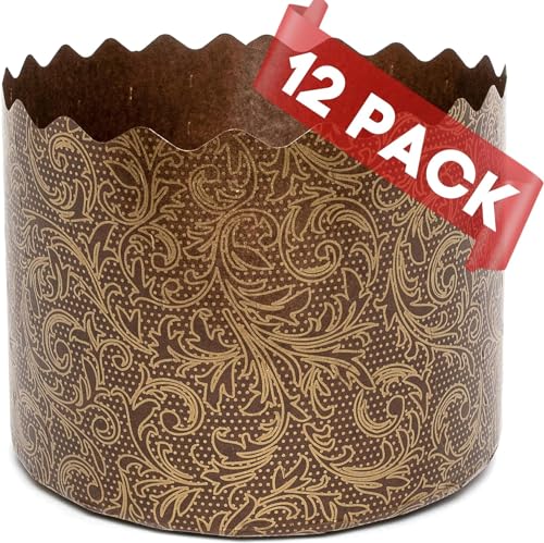 340 ml Osterbrot-Papierform Kulich | 12 Stück | Osterbrotformen Paska Form – Panettone-Papierform – italienische antihaftbeschichtete Panettone-Papierbackformen – braunes Design B 10,9 x H 8,5 cm von SHSH trade group